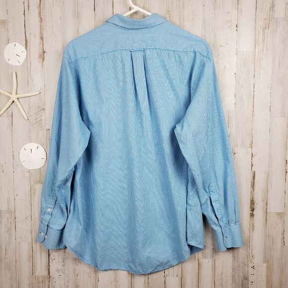 Izod Long Sleeve Button Down Shirt Blue 17 1/2 - Picture 2 of 10